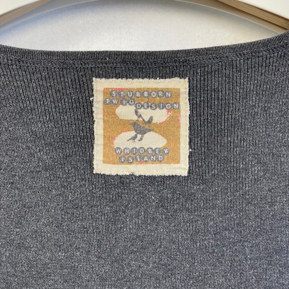 Stubborn Twig Design Whidbey‎ Island Embroidered Floral Knit Sweater Gray Womens - Picture 4 of 7
